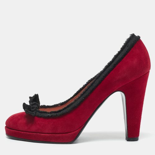 Black Suede Bow Peep Toe Pumps Size 38 - Marc by Marc Jacobs - Modalova