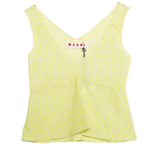 And Lime Green Embroidered Cotton Sleeveless Peplum Crop Top S - Marni - Modalova