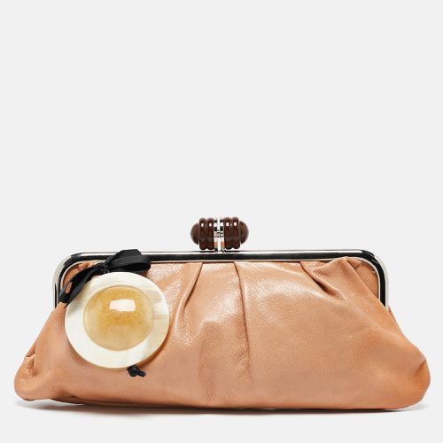 Leather Embellished Frame Clutch - Marni - Modalova