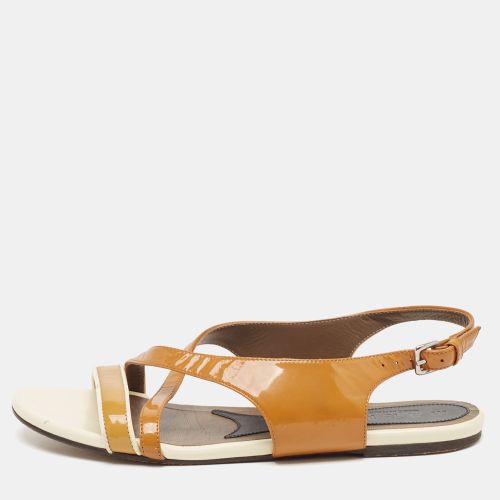 Cream Patent Leather Slingback Flat Sandals Size 38 - Marni - Modalova