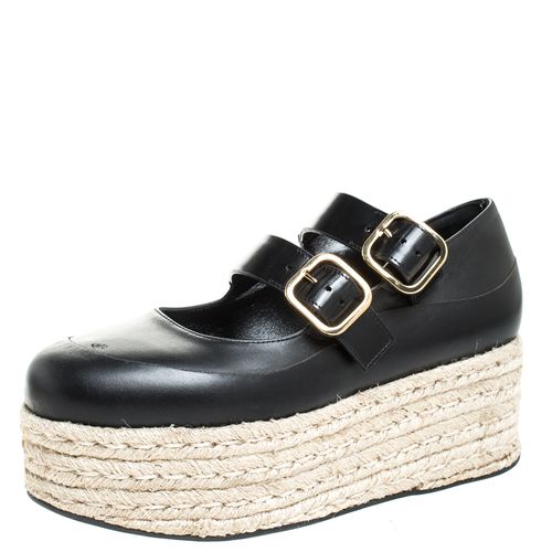 Leather Buckle Detail Platform Espadrilles Flats Size 38 - Marni - Modalova