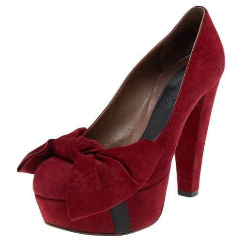 Suede Bow Platform Pumps Size 37 - Marni - Modalova