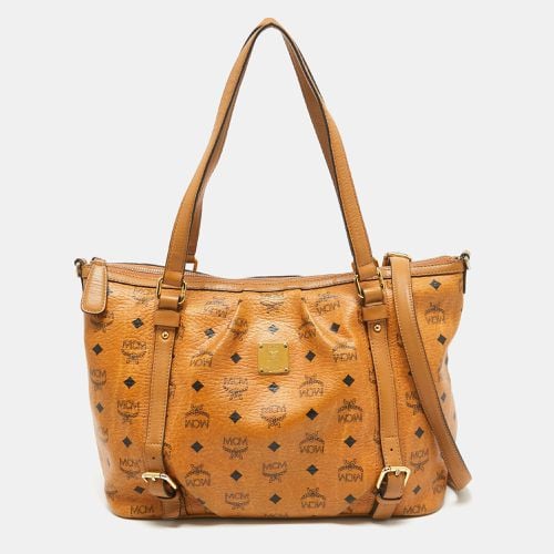 Cognac Visetos Coated Canvas and Leather Zip Tote - MCM - Modalova