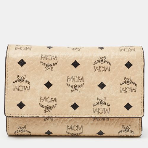 Peach Visetos Coated Canvas and Leather Trifold Wallet - MCM - Modalova