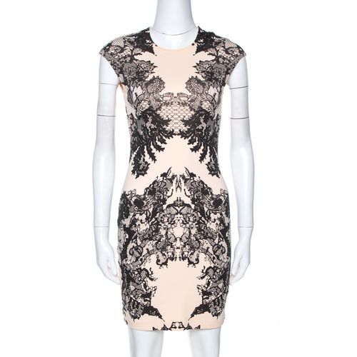 Bicolor Lace Printed Jersey Fitted Dress XS - McQ by Alexander McQueen - Modalova