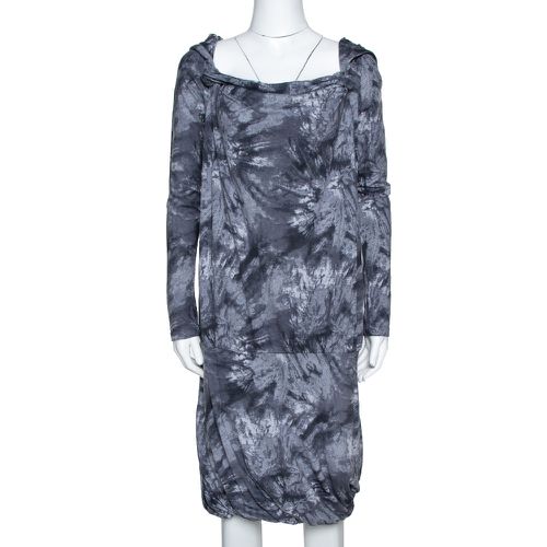 Graphite Printed Cotton Jersey Hooded Dress S - McQ by Alexander McQueen - Modalova