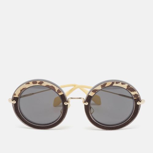 Leopard Print Suede SMU08R Round Sunglasses - Miu Miu - Modalova