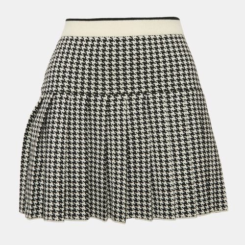 White Houndstooth Wool Pleated Mini Skirt XS - Miu Miu - Modalova