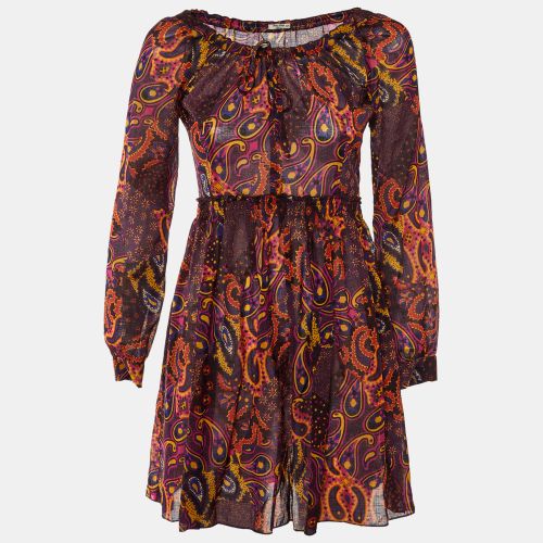 Printed Wool Crepe Mini Dress M - Miu Miu - Modalova