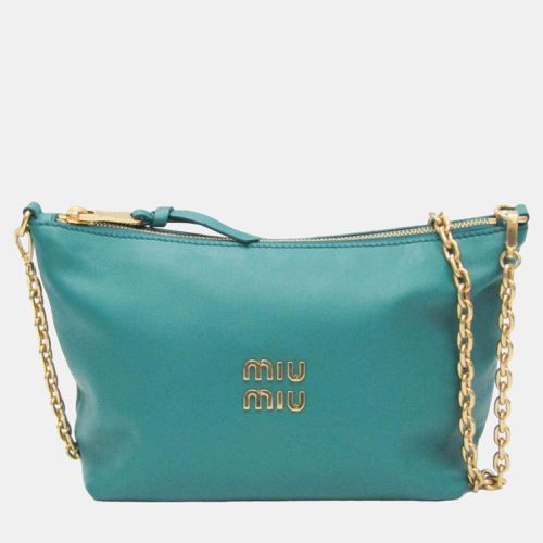 Leather Logo Chain Shoulder Bag - Miu Miu - Modalova