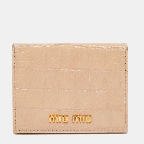 Croc Embossed Leather Card Case - Miu Miu - Modalova