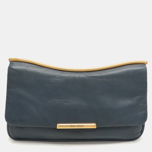 Dusty Leather Flap Frame Clutch - Miu Miu - Modalova