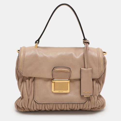 Matelasse Leather Push Lock Top Handle Bag - Miu Miu - Modalova