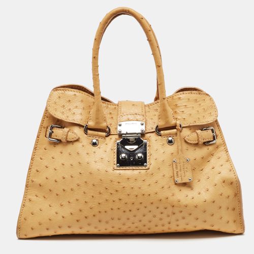 Ostrich Leather Special Edition 07/8 Push Lock Tote - Miu Miu - Modalova