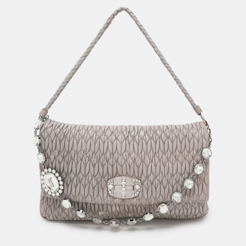 Matelassé Nappa Leather Crystal Shoulder Bag - Miu Miu - Modalova