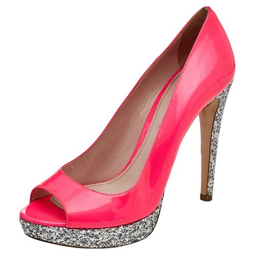 Neon Patent Leather Peep Toe Pumps Size 38.5 - Miu Miu - Modalova