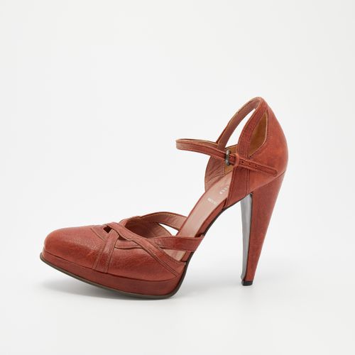 Burnt Leather Ankle Strap Platform Sandals Size 40 - Miu Miu - Modalova