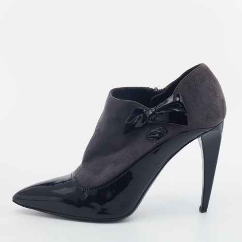 Black Patent Leather and Suede Bow Ankle Booties Size 38 - Miu Miu - Modalova