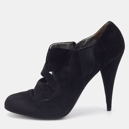 Suede and Stretch Fabric Cut-Out Booties Size 40 - Miu Miu - Modalova