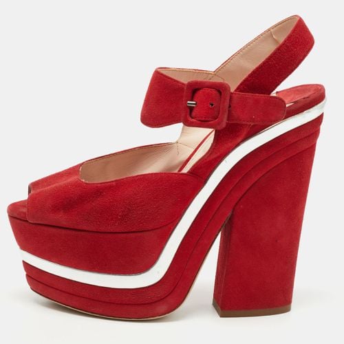 Suede Platform Ankle Strap Sandals Size 36 - Miu Miu - Modalova