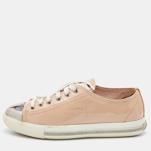 Patent Leather Metal Cap Toe Low Top Sneakers Size 35 - Miu Miu - Modalova