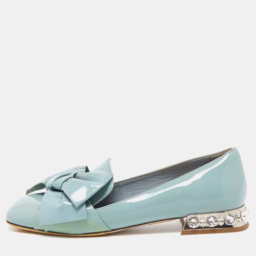 Patent Leather Crystal Embellished Bow Smoking Slippers Size 35 - Miu Miu - Modalova