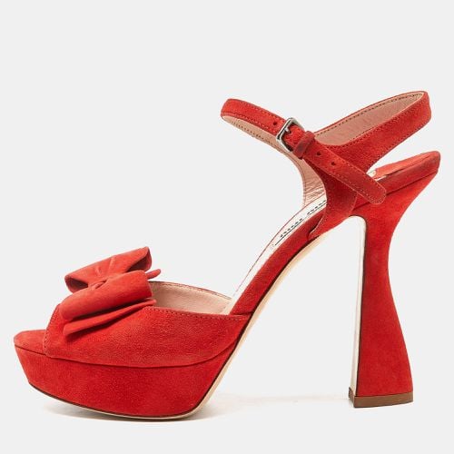 Suede Platform Ankle-Strap Sandals Size 36.5 - Miu Miu - Modalova