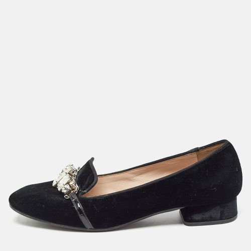 Velvet Crystal Embellished Smoking Slippers Size 37 - Miu Miu - Modalova