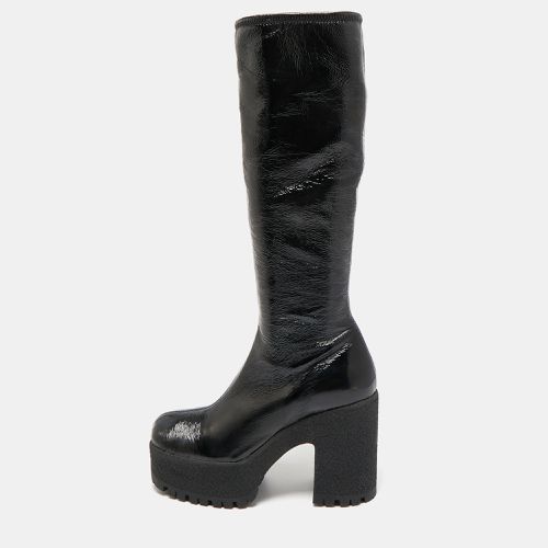 Patent Leather Block Heel Platform Knee Length Boots Size 39.5 - Miu Miu - Modalova