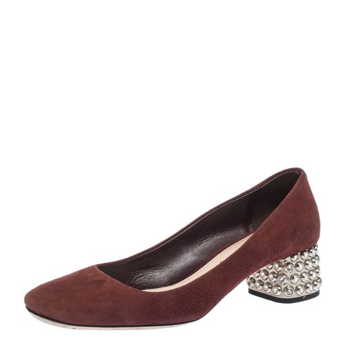 Suede Crystal Heel Pumps Size 37 - Miu Miu - Modalova