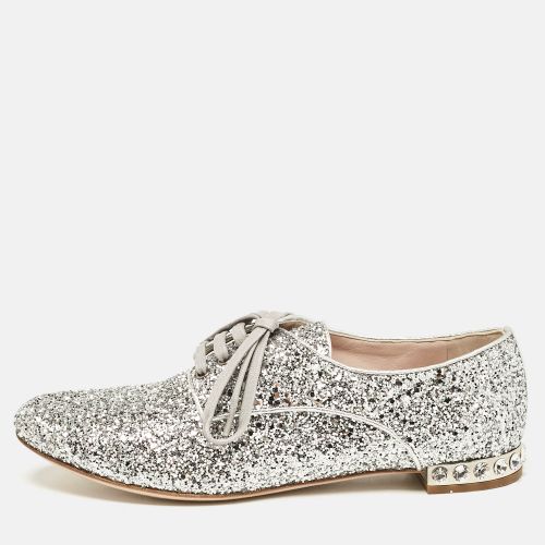 Glitter Crystal Embellished Heels Lace Up Derby Size 36 - Miu Miu - Modalova