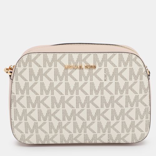 Beige Signature Coated Canvas and Leather Jet Set Crossbody Bag - Michael Kors - Modalova