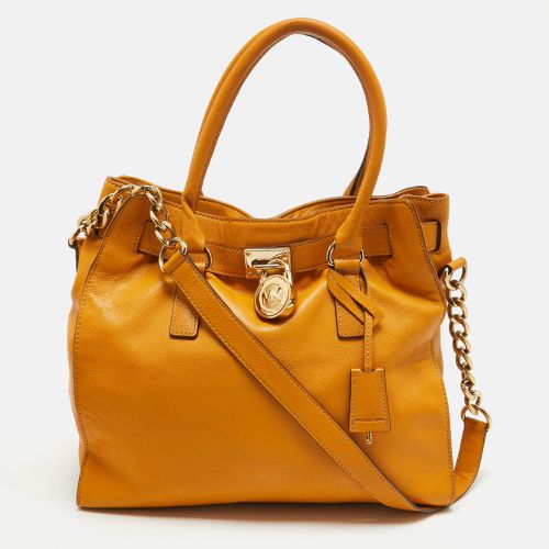 MICHAEL Mustard Leather Large Hamilton North South Tote - Michael Kors - Modalova