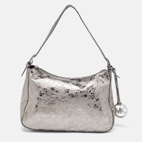 Metallic Textured Patent and Leather Logo Charm Shoulder Bag - Michael Kors - Modalova