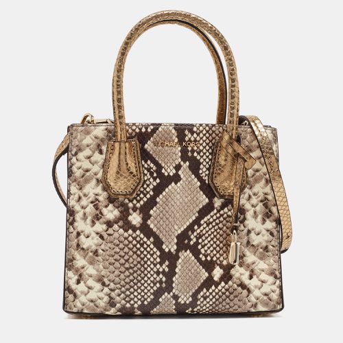 Gold Python Embossed Leather Mini Mercer Tote - Michael Kors - Modalova