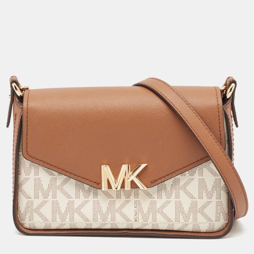 White Signature Coated Canvas and Leather Sylvia Crossbody Bag - Michael Kors - Modalova