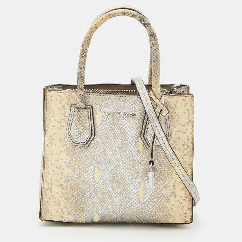 Gold Python Embossed Leather Small Mercer Tote - Michael Kors - Modalova