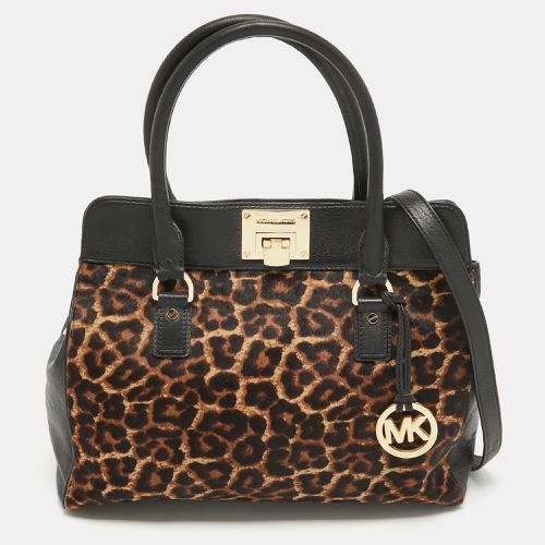 Brown Leopard Print Calfhair and Leather Astrid Tote - MICHAEL Michael Kors - Modalova