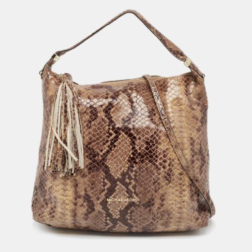 Michael Kors /Black Python Embossed Patent Leather Tassel Hobo - MICHAEL Michael Kors - Modalova