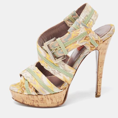 Crochet Fabric And Leather Trim Ankle Strap Platform Sandals Size 37.5 - Missoni - Modalova