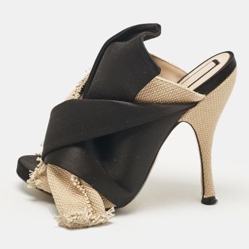 Nº21 /Black Canvas and Satin Raso Knot Mules Size 35.5 - N21 - Modalova