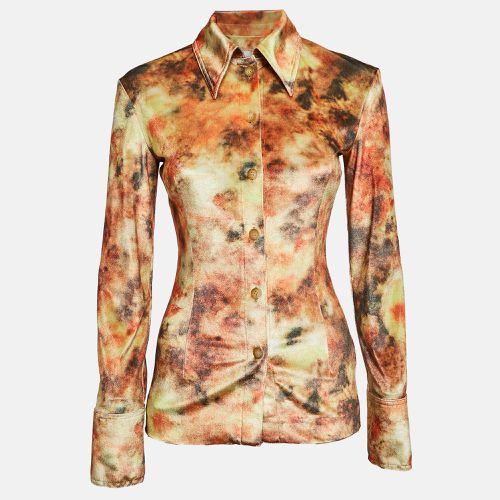 Hazy Floral Print Stretch Velvet Shirt XS - Nanushka - Modalova