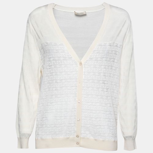 Striped Knit and Lace Cardigan XL - Nina Ricci - Modalova