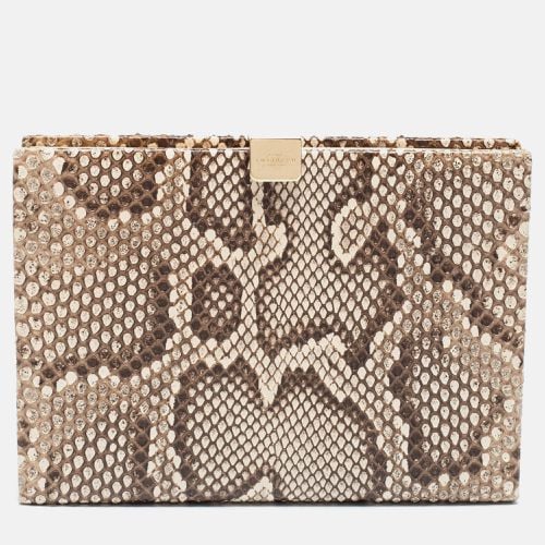 Smythson Beige Python Soho Clutch - Smythson - Modalova