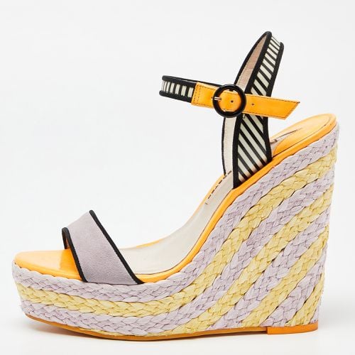 Suede and Striped Leather Lucita Wedge Sandals Size 39.5 - Sophia Webster - Modalova