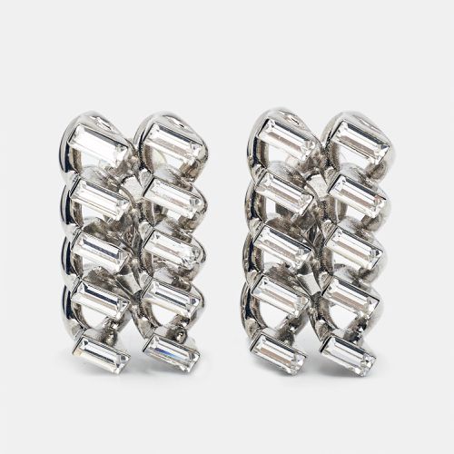 Saint Laurent Chain Link Crystal Tone Clip On Earrings - Saint Laurent Paris - Modalova