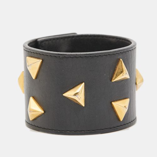 Triangle Studs Leather Gold Tone Cuff Bracelet - Saint Laurent Paris - Modalova