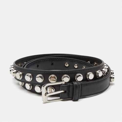 Saint Laurent Leather Studded Slim Buckle Belt 100CM - Saint Laurent Paris - Modalova