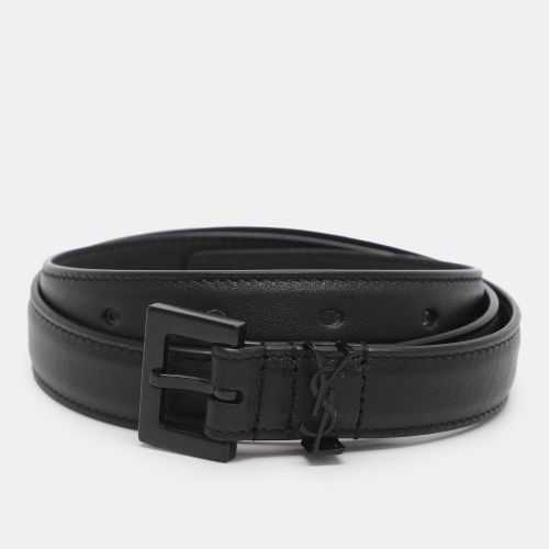 Saint Laurent Leather Monogram Skinny Buckle Belt 70CM - Saint Laurent Paris - Modalova