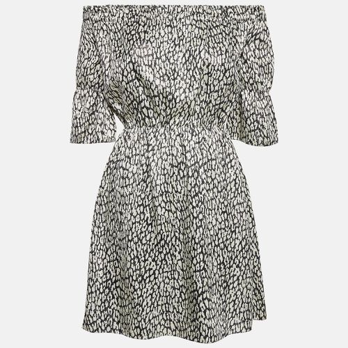 Saint Laurent Black Animal Print Lame Off-Shoulder Mini Dress S - Saint Laurent Paris - Modalova